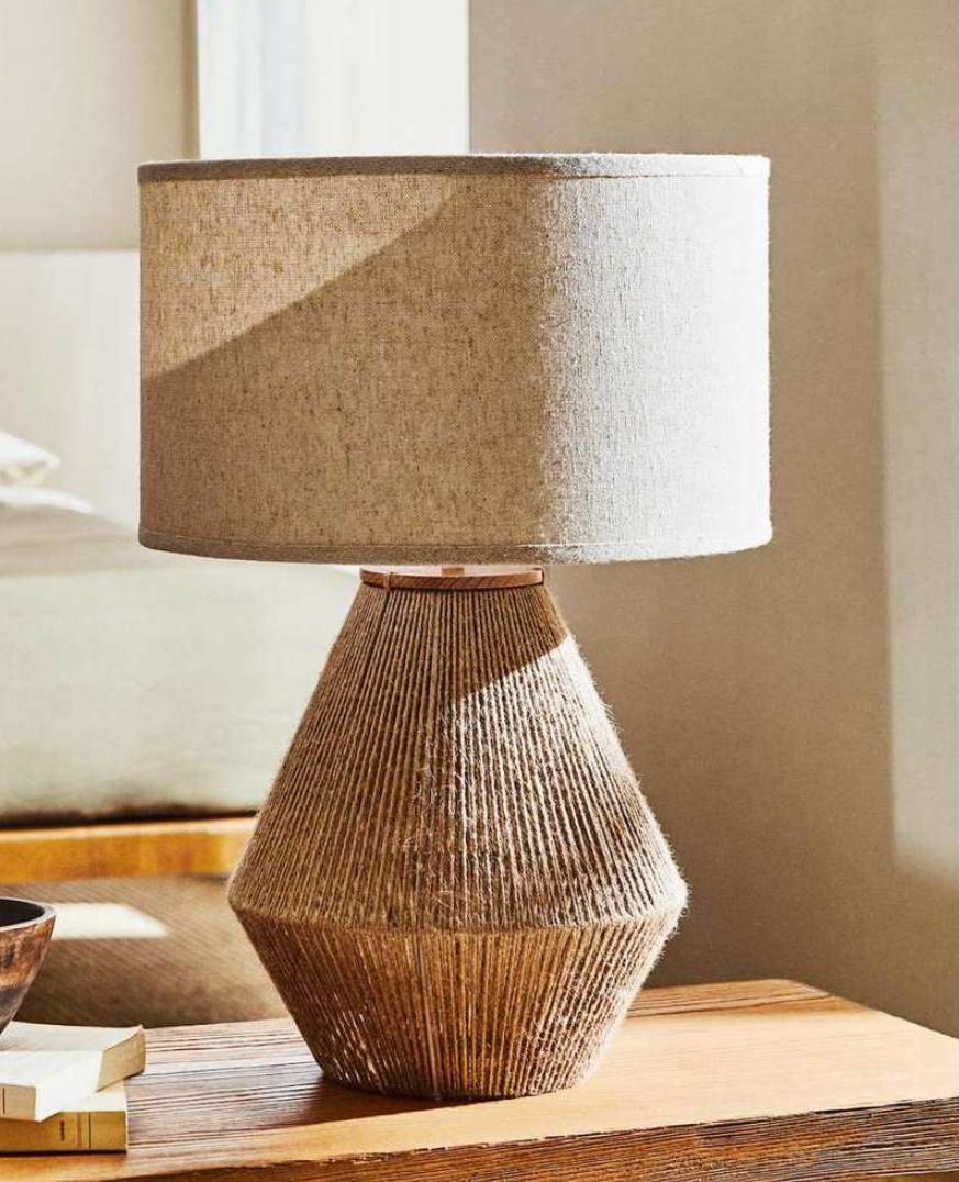 Boho burlap lamp - 45×30 cm