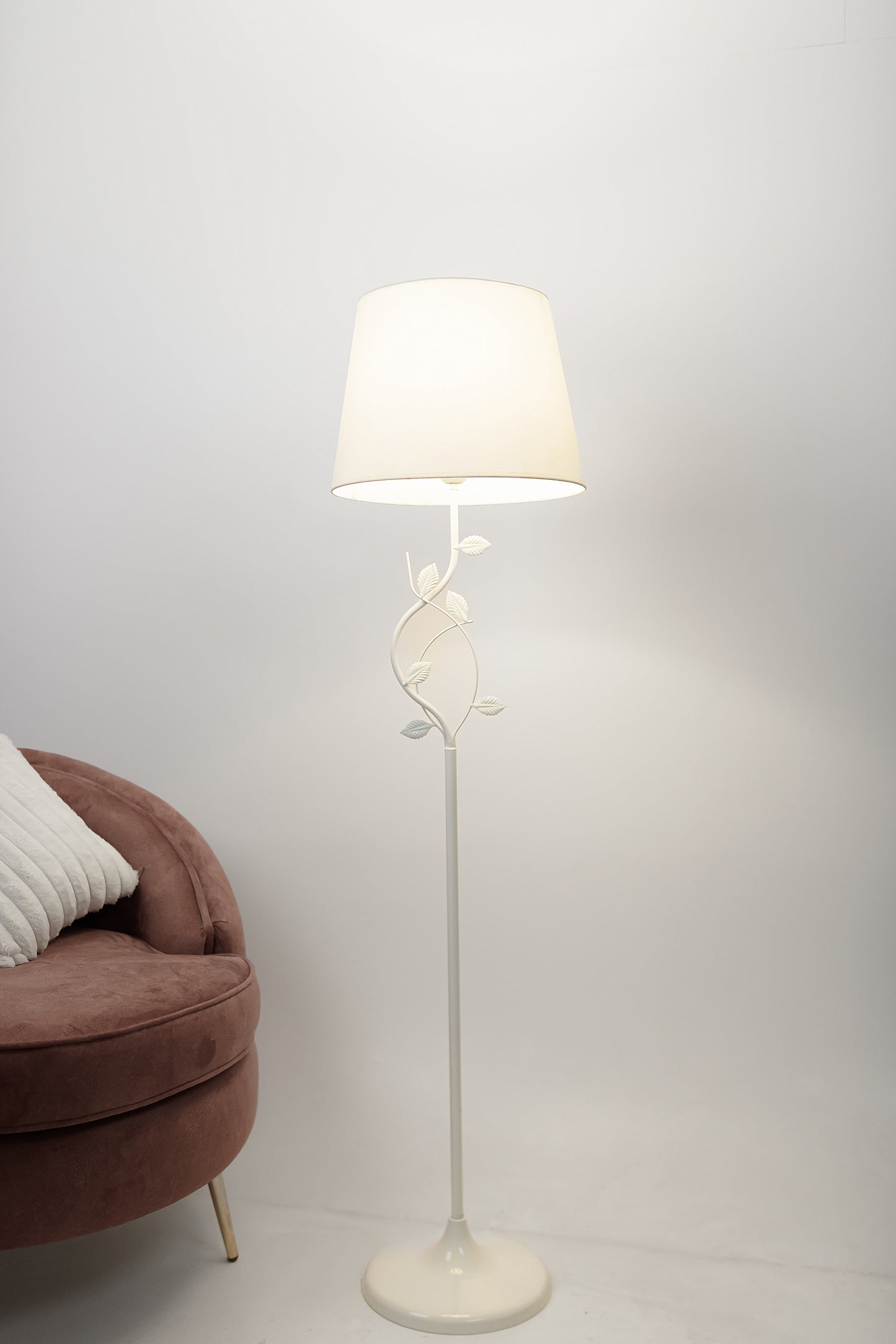White iron floor lamp with white shade - 40x150 cm
