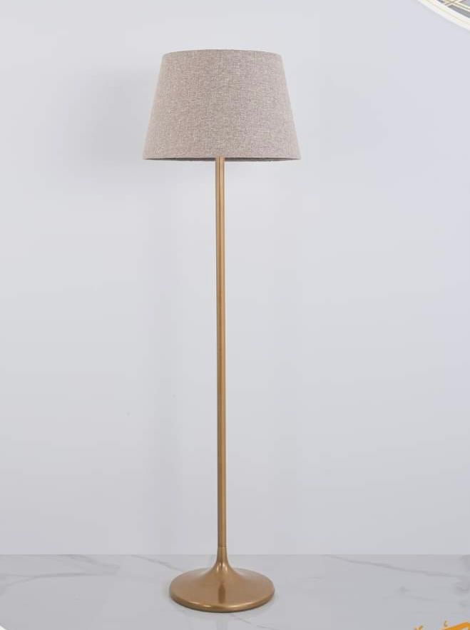 Iron floor lamp with Champagne and beige linen - 30×30×150 cm