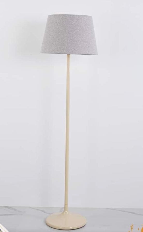 Iron floor lamp with beige linen - 25×25×150 cm
