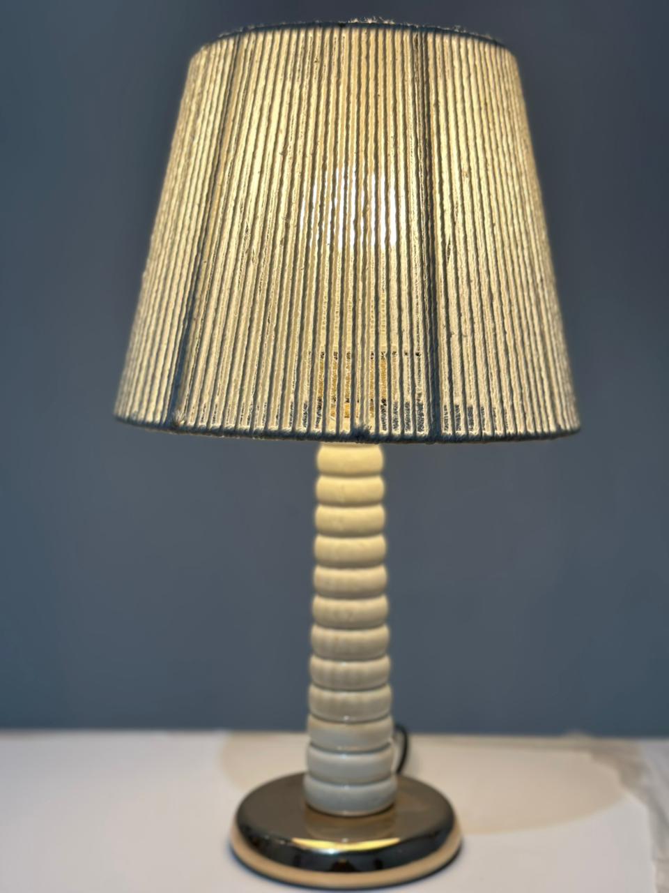 Beech wood and golden metal lampshade