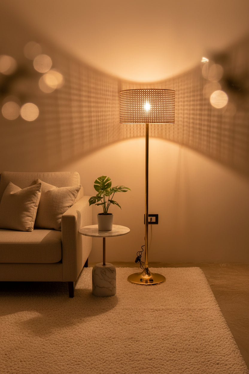 Rattan Floor Lamp Size: 160cm × 40 cm