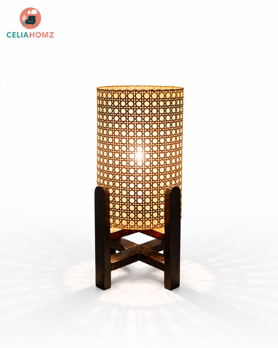 Rattan-Boho Table Lamp Browen 20x45 cm