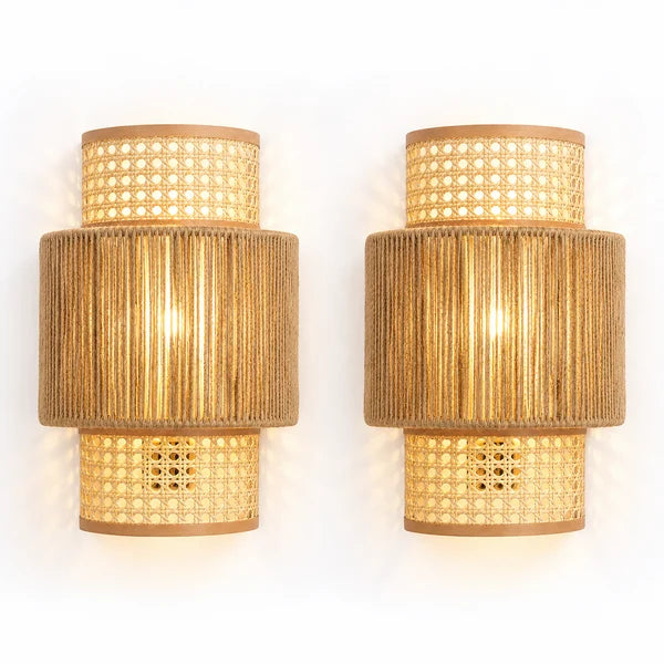 Rattan Wall Lamp  2 pices