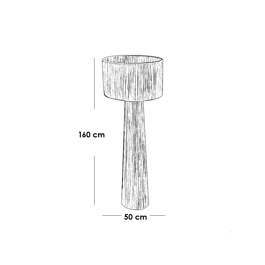 Burlap twine and Metal Floor Lamp Brown - 50x50x150 cm