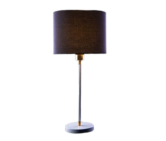 مصباح معدني فضي مع كتان أسود - 25×50×25 سم
