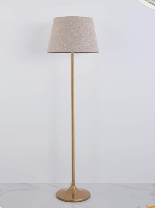 Iron floor lamp with Champagne and beige linen - 30×30×150 cm