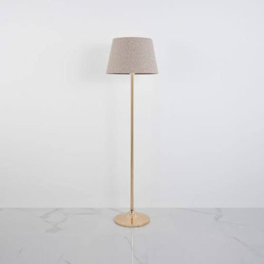 Linen fabric and Iron Floor Lamp Beige and Gold - 30x30x150 cm