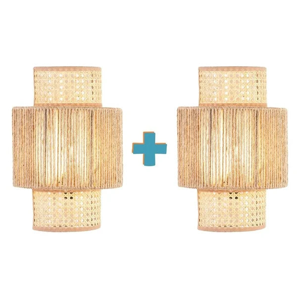 Rattan Wall Lamp  2 pices