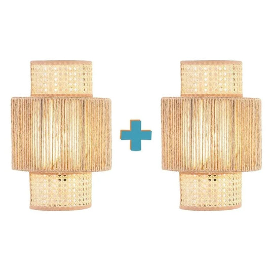 Rattan Wall Lamp  2 pices