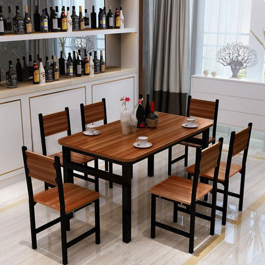 Dining Table 6 chairs coated iron/ polished wood