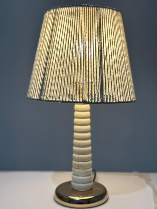 Beech wood and golden metal lampshade