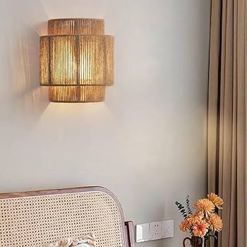 Burlap Boho Wall Lamp