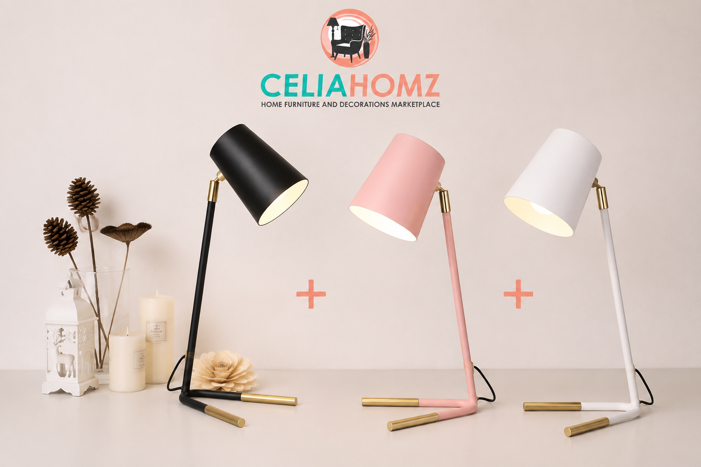 Metal Table Lamp — Set of 3 Colors