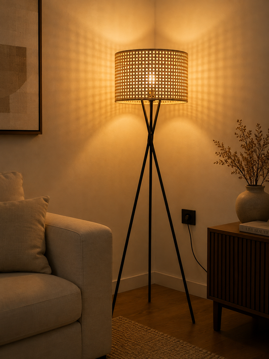 Rattan Floor Lamp  Size: 150cm × 40 cm