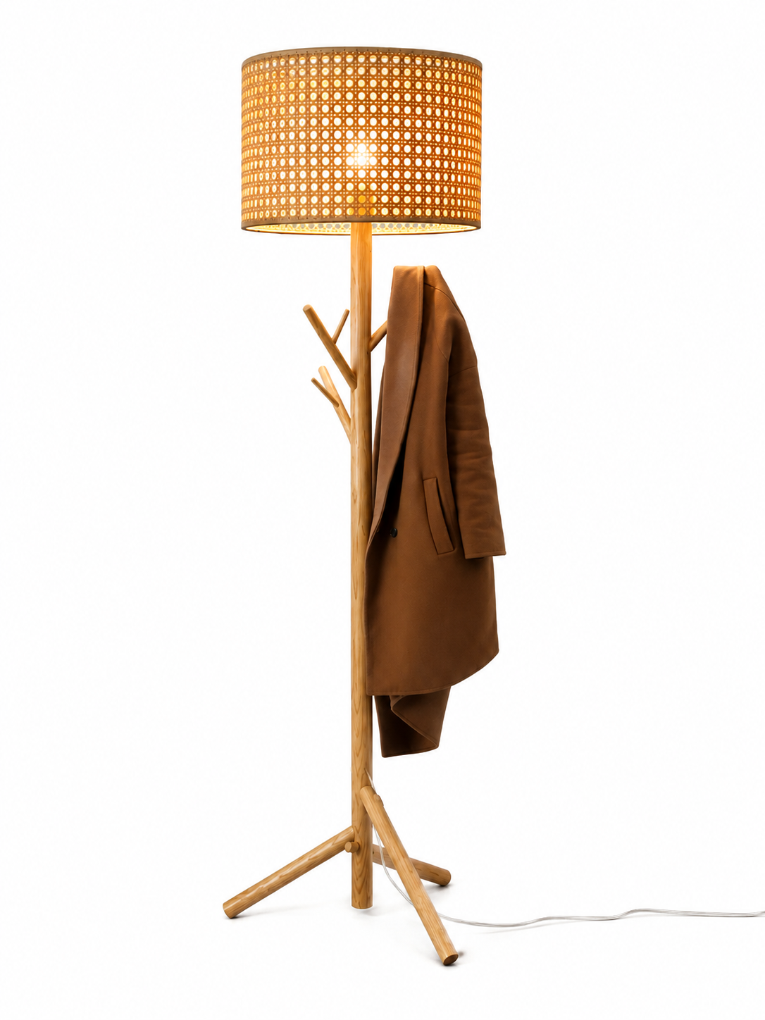 Rattan-Beech Floor Lamp Beige 40x150 cm