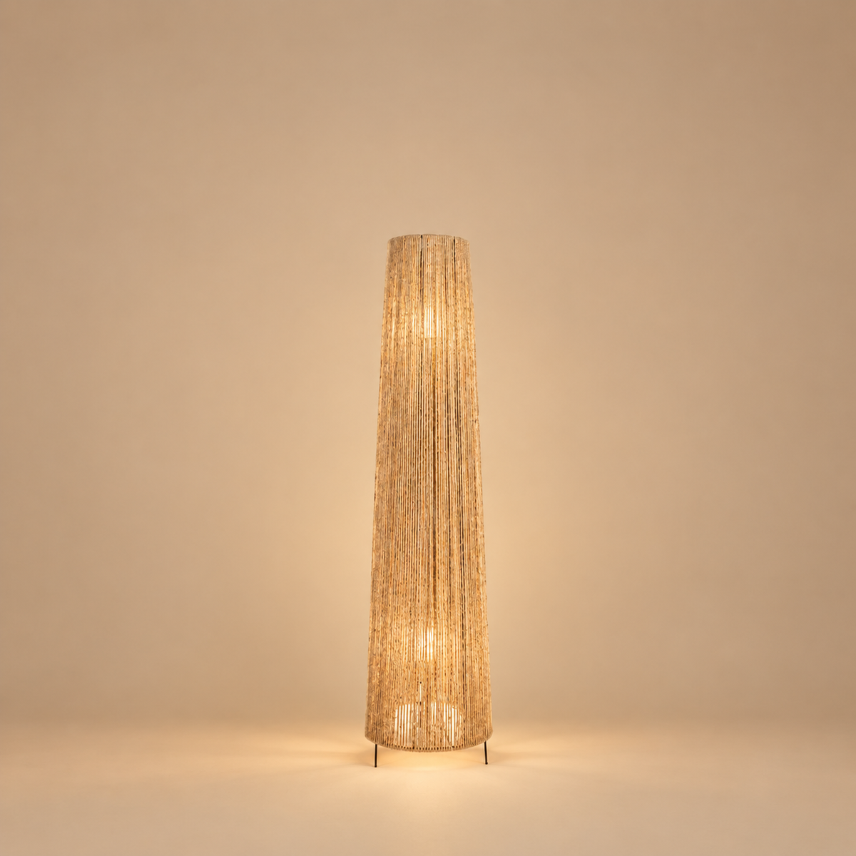 Fabric Floor Lamp Beige - 25 x 110 cm - Set of 2
