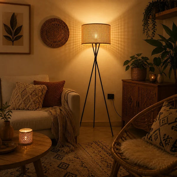 Rattan Floor Lamp  Size: 150cm × 40 cm