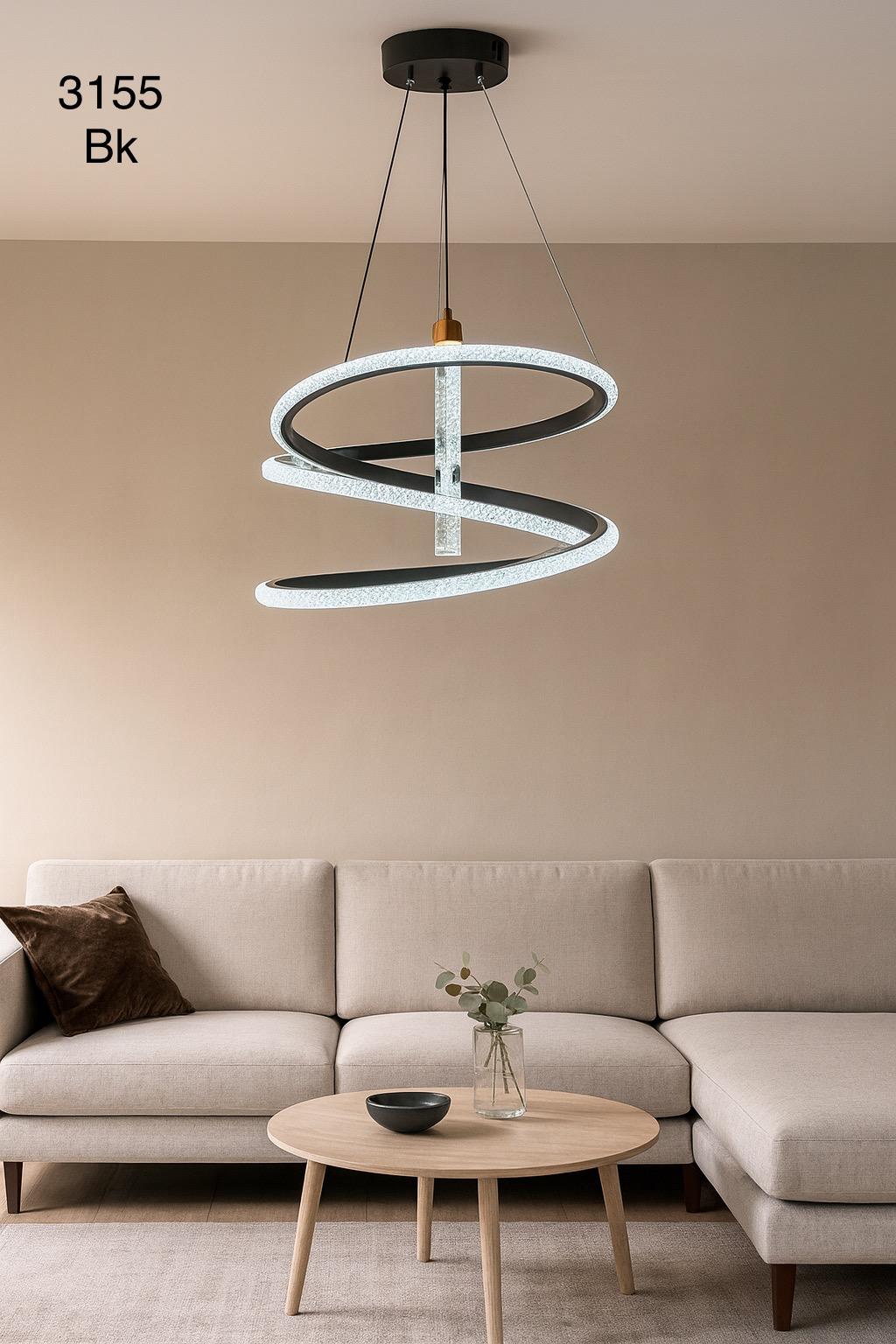 مصباح سقف معدني كريستالي + جهاز تحكم عن بعد مجاني