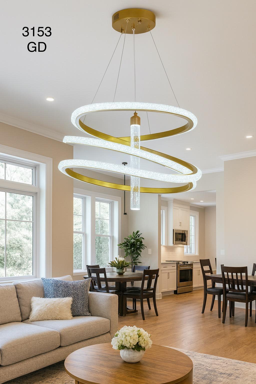 مصباح سقف معدني كريستالي + جهاز تحكم عن بعد مجاني