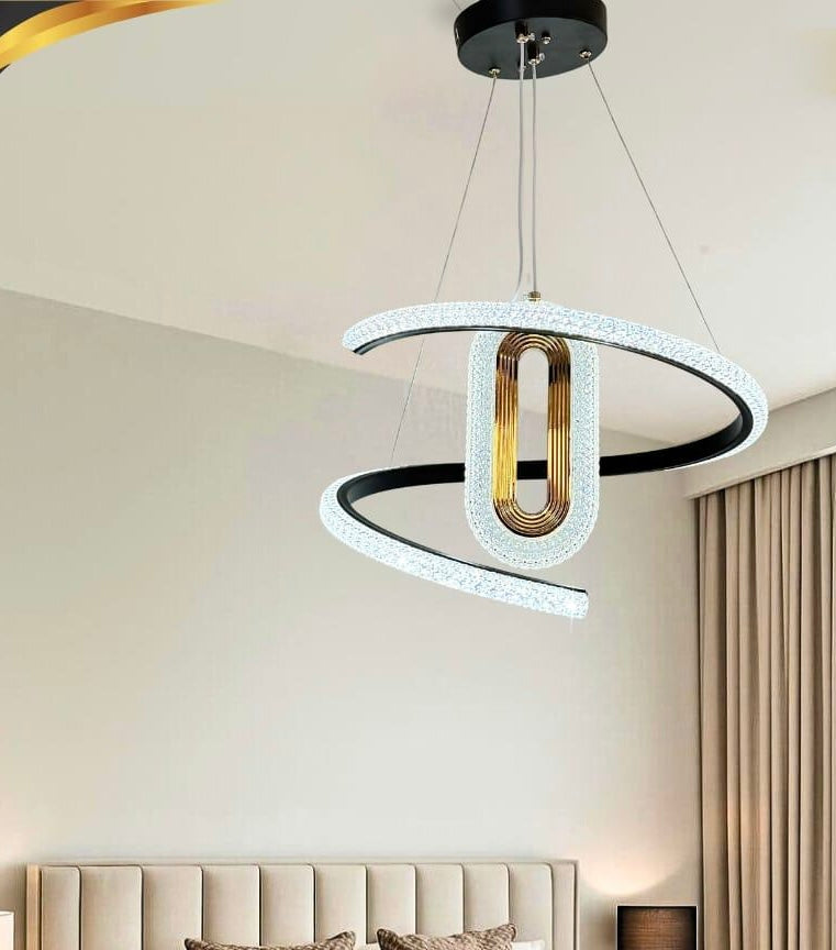 مصباح سقف معدني كريستالي + جهاز تحكم عن بعد مجاني