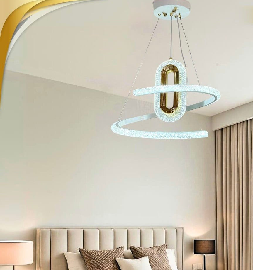 مصباح سقف معدني كريستالي + جهاز تحكم عن بعد مجاني