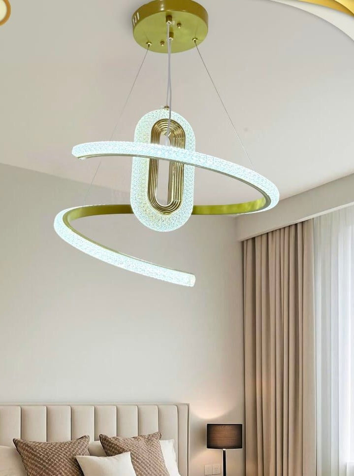 مصباح سقف معدني كريستالي + جهاز تحكم عن بعد مجاني