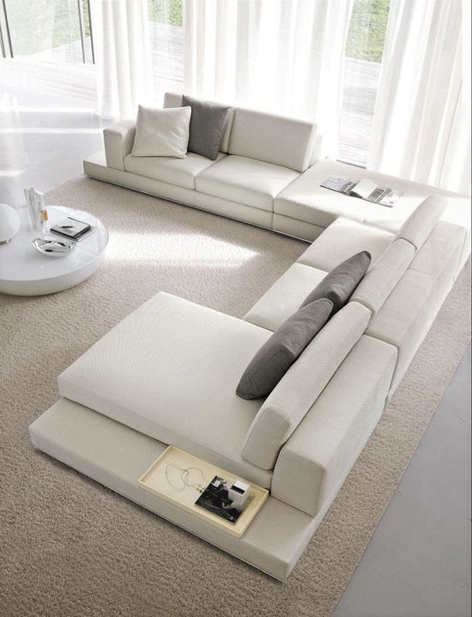 3-piece sofa set, beech wood, velvet or linen upholstery.