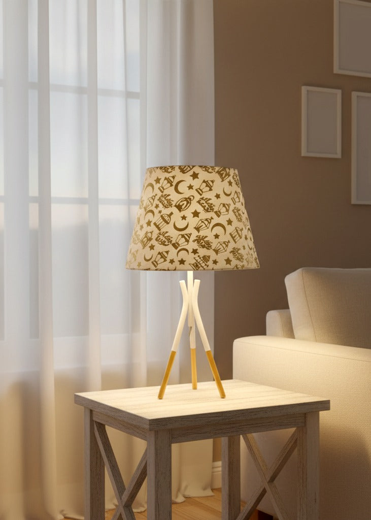 3-legged white and gold metal lamp 45x23 cm