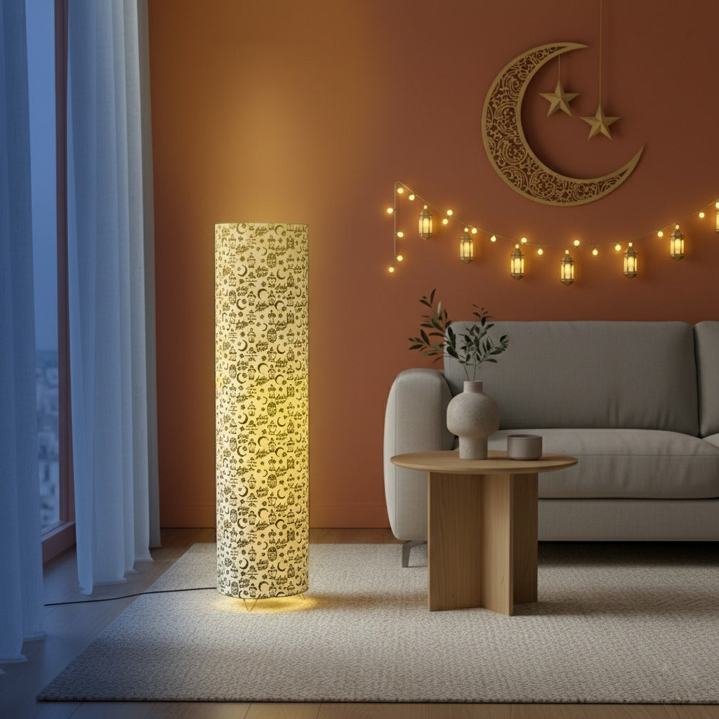 Fabric Floor Lamp Beige - 25 x 90 cm