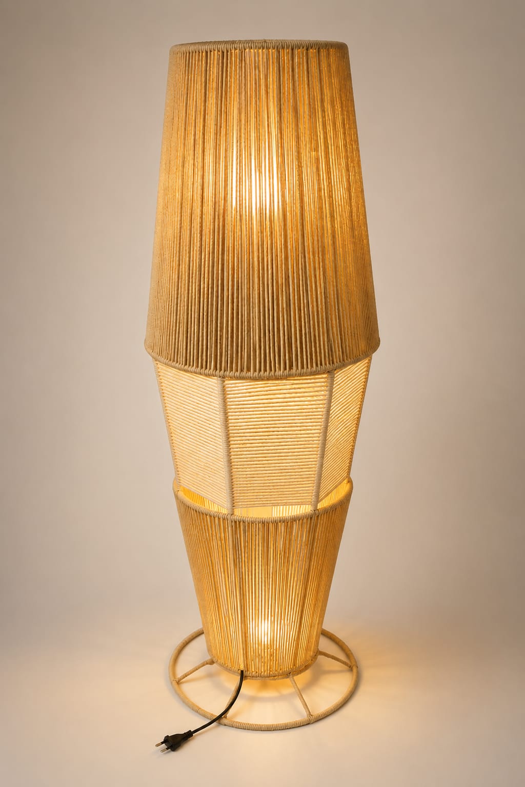 Fabric Floor Lamp Beige and white - 25 x 110 cm