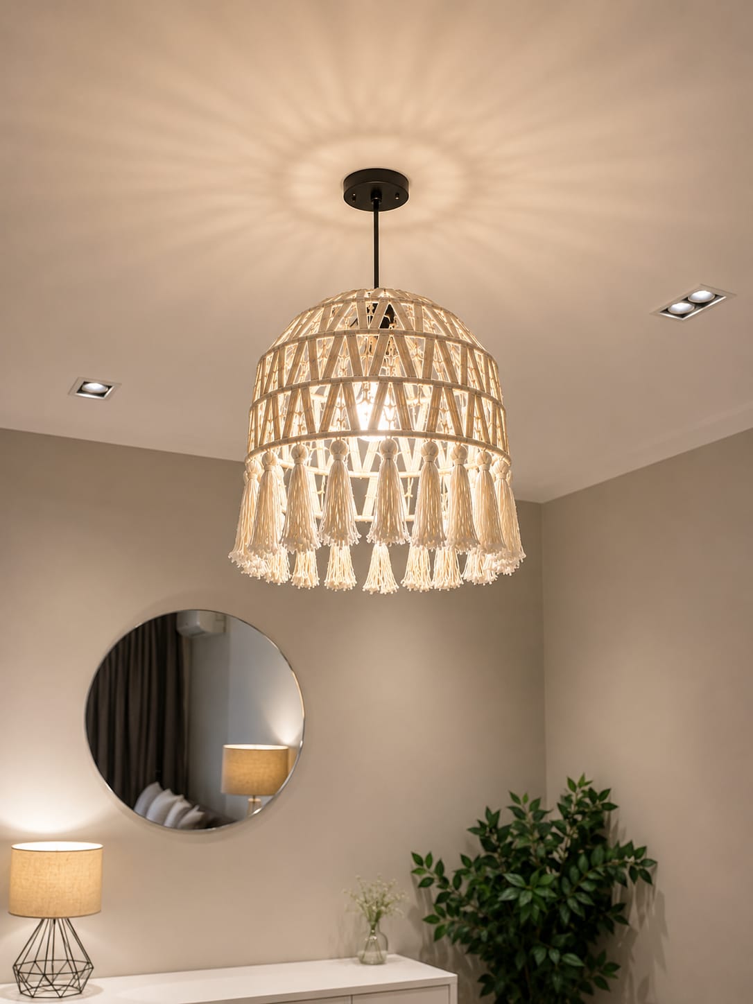 Burlap Ceiling Lamp Size: 40CM x 28Cm
