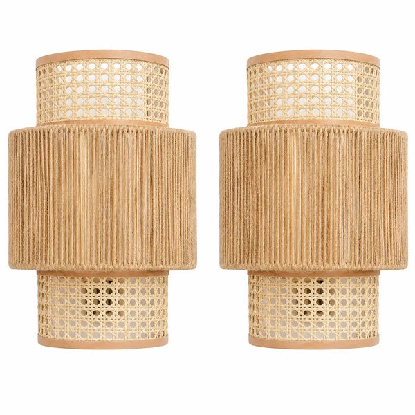 Rattan Wall Lamp  2 pices