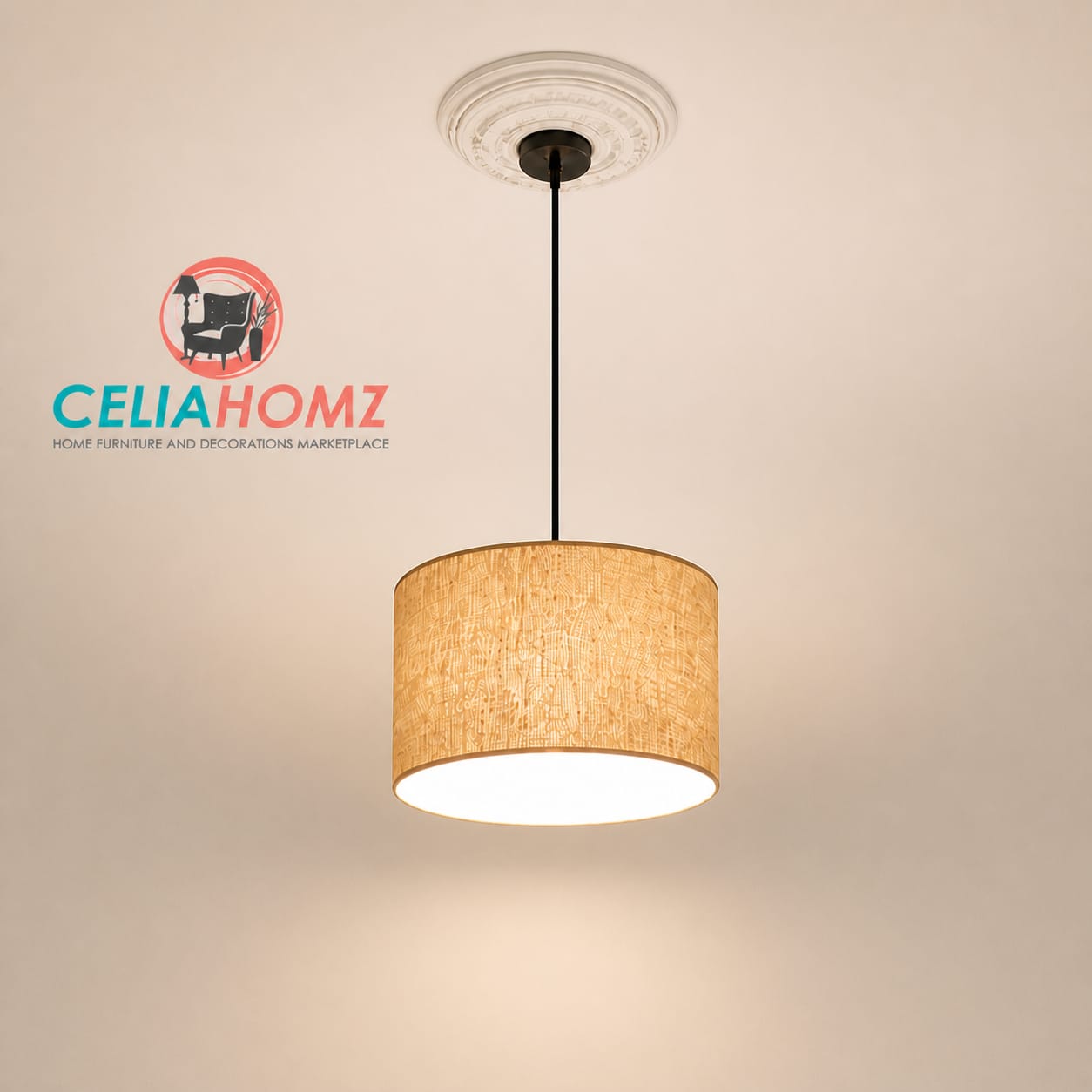 Beige linen chandelier, size 40/40