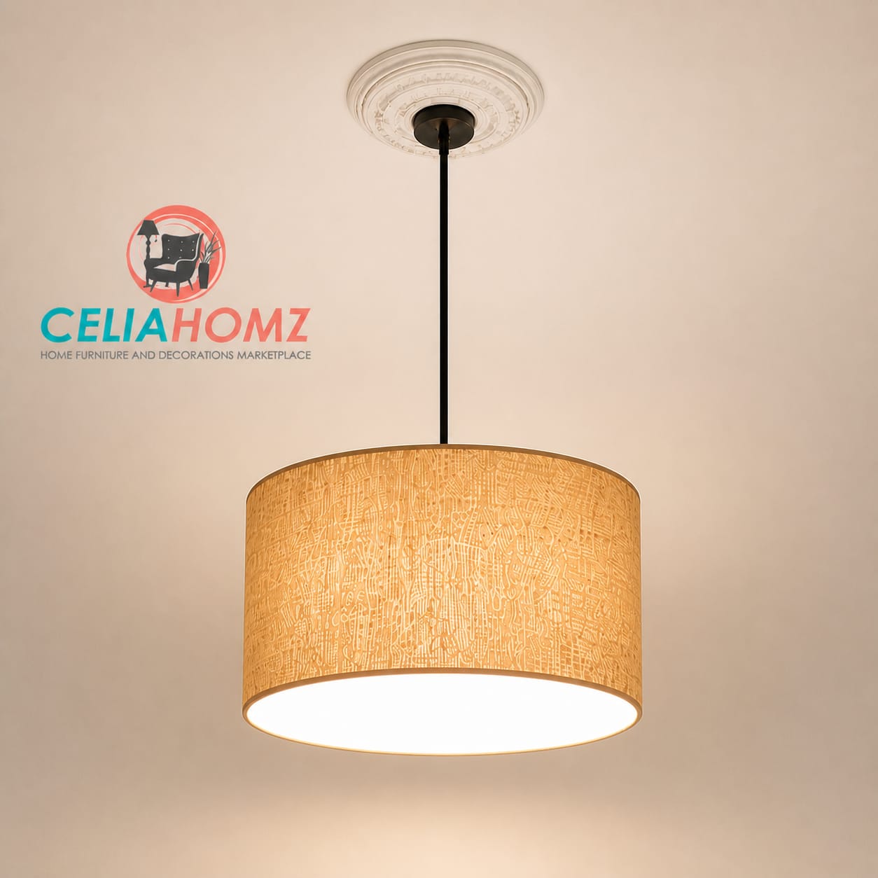 Beige linen chandelier, size 40/40