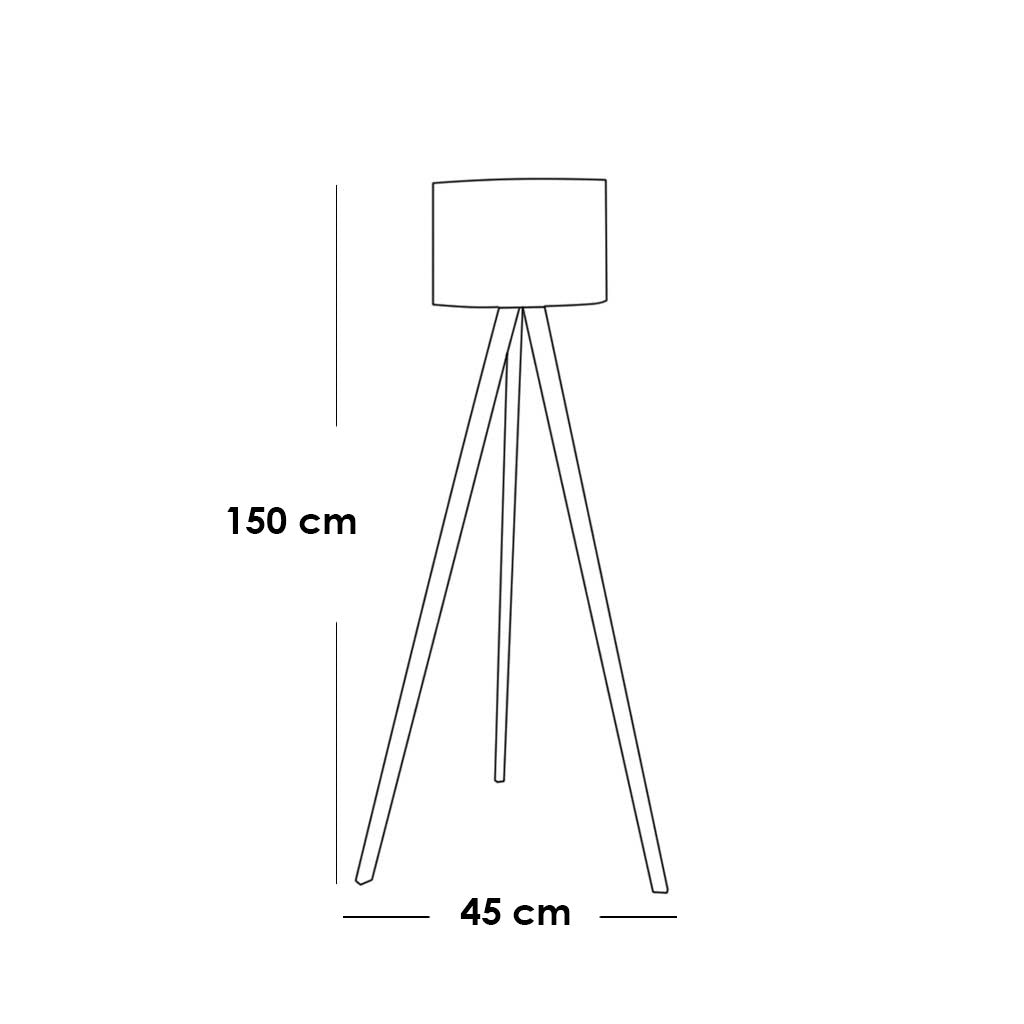 Linen fabric and Iron Floor Lamp Light Beige and Gold - 45x45x150 cm