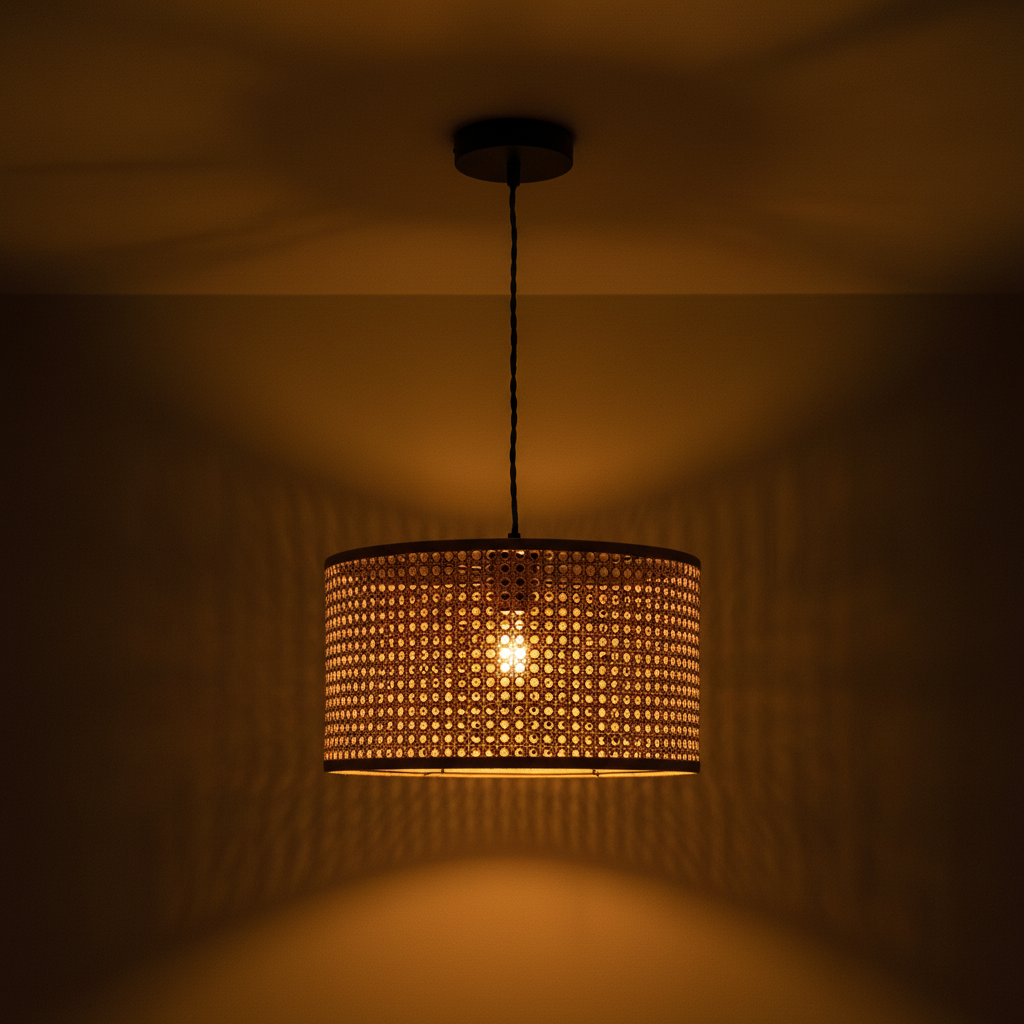 Cane Rattan Pendant Lamp warm light