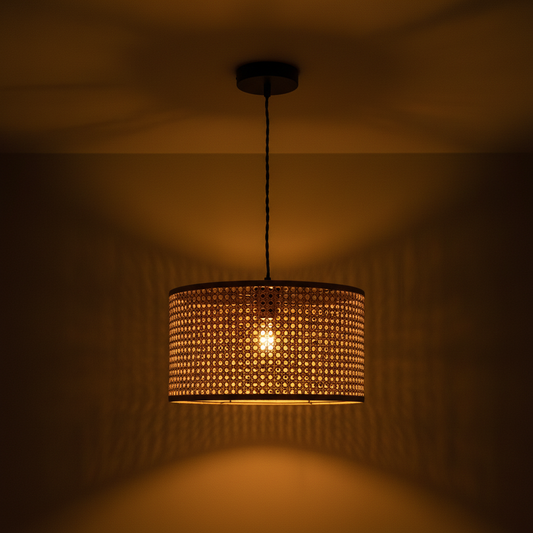 Cane Rattan Pendant Lamp warm light