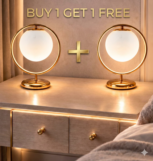 مصباح طاولة حديد ذهبي - 25×30 سم