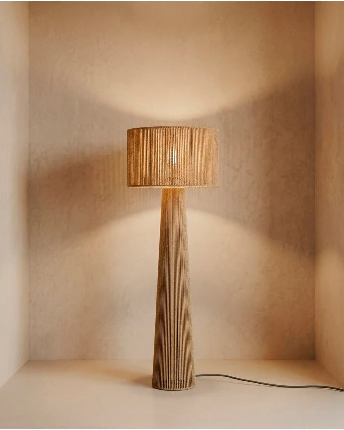 Burlap twine and Metal Floor Lamp Brown - 50x50x150 cm