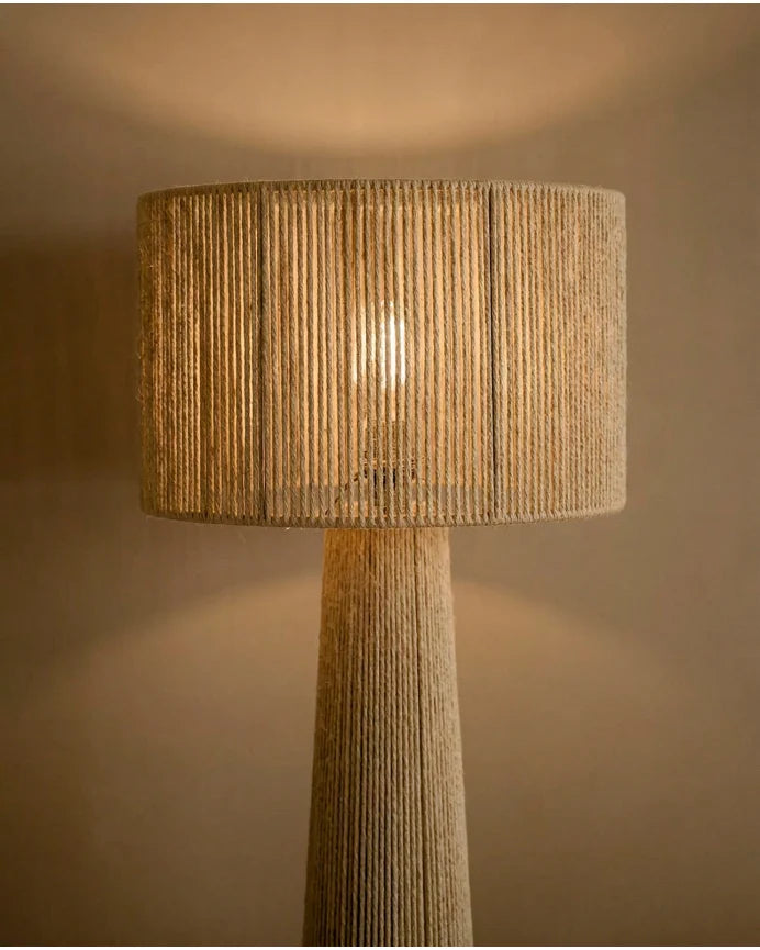 Burlap twine and Metal Floor Lamp Brown - 50x50x150 cm