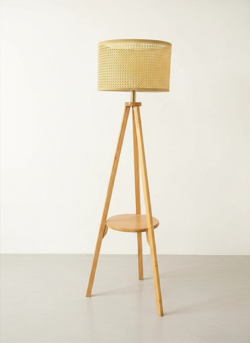 Rattan-Boho Floor Lamp Beige 40x150 cm