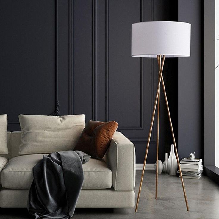 Fabric and iron floor lamp, gold color with off-white shade - 40×40×150 cm