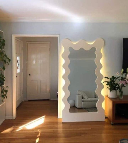 Mirrors and MDF wood designed in a zigzag pattern